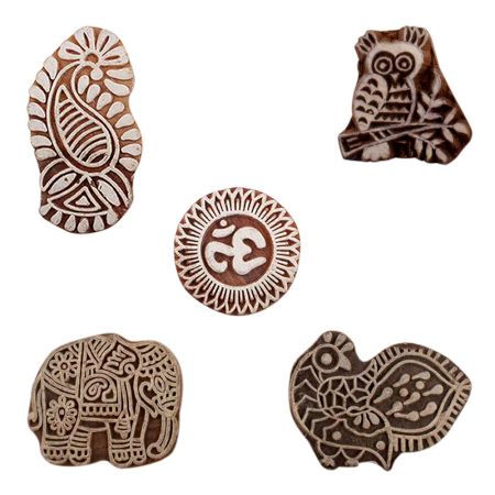 Set of 5 Piece New Mix Wooden Printing Blocks